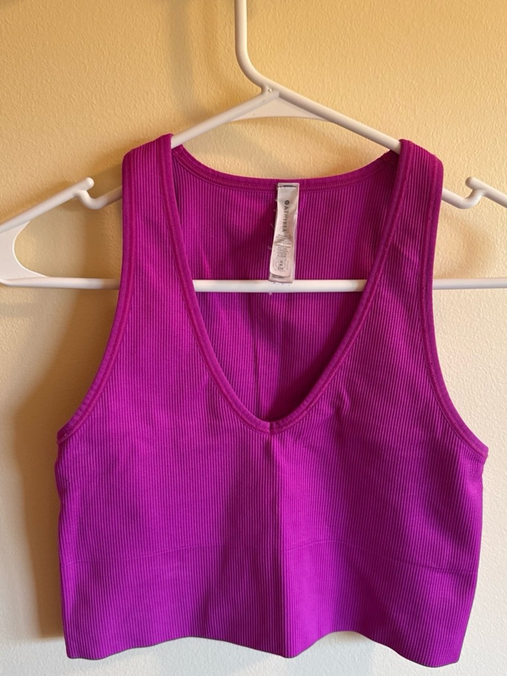 Athleta Ribbed V-Neck Crop Tank - Fuchsia Purple